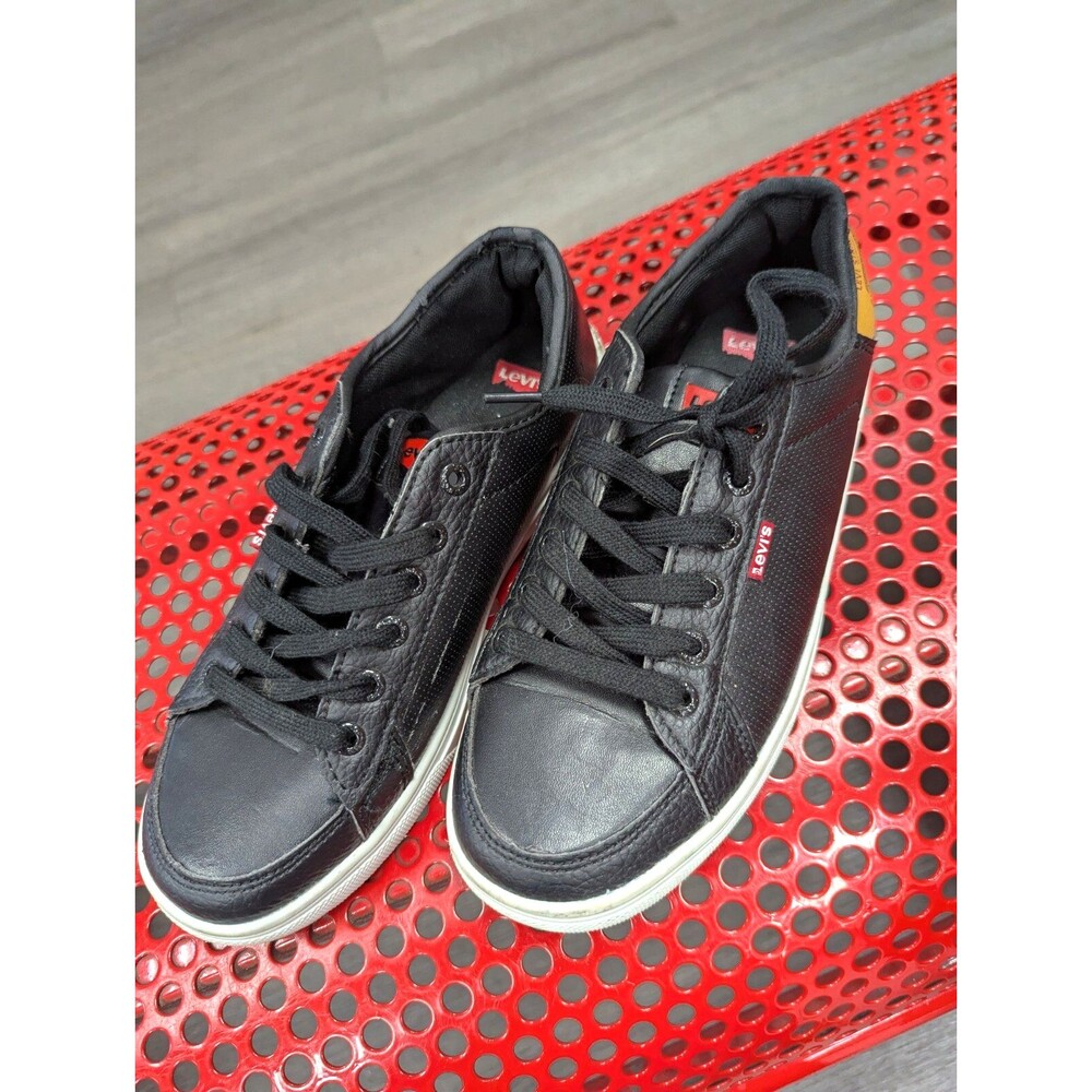 Levis Kids Shoes Sneakers Youth 6.5 Munro UL Vegan Leather Unisex Black Lace Up